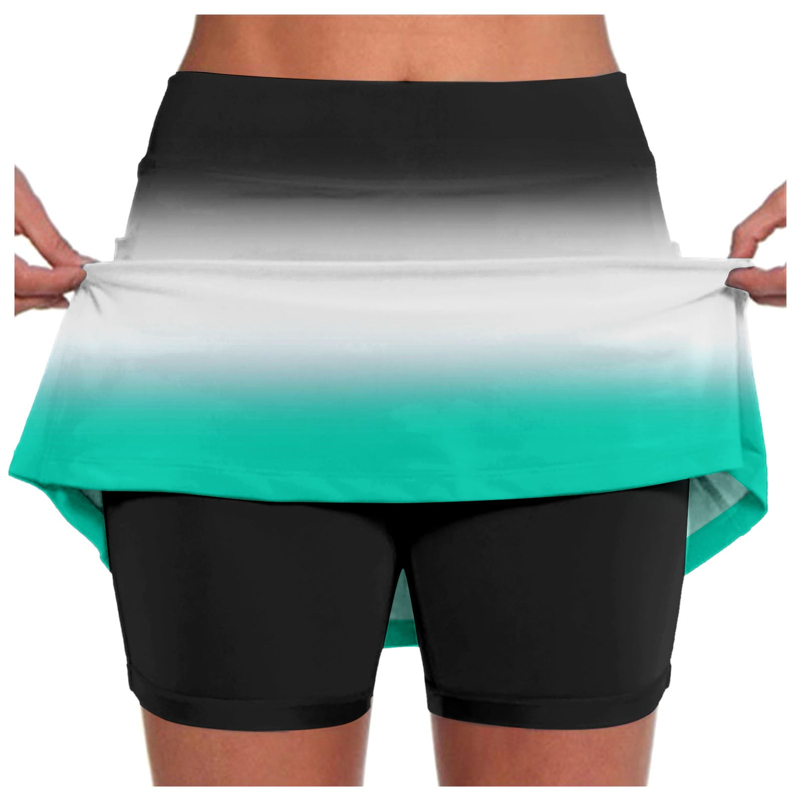 Skirts for Women Trendy Summer Gradient Color High Waisted Tennis Skorts Slim Fit Tummy Control Athletic Golf Skort Mint Green 5XL
