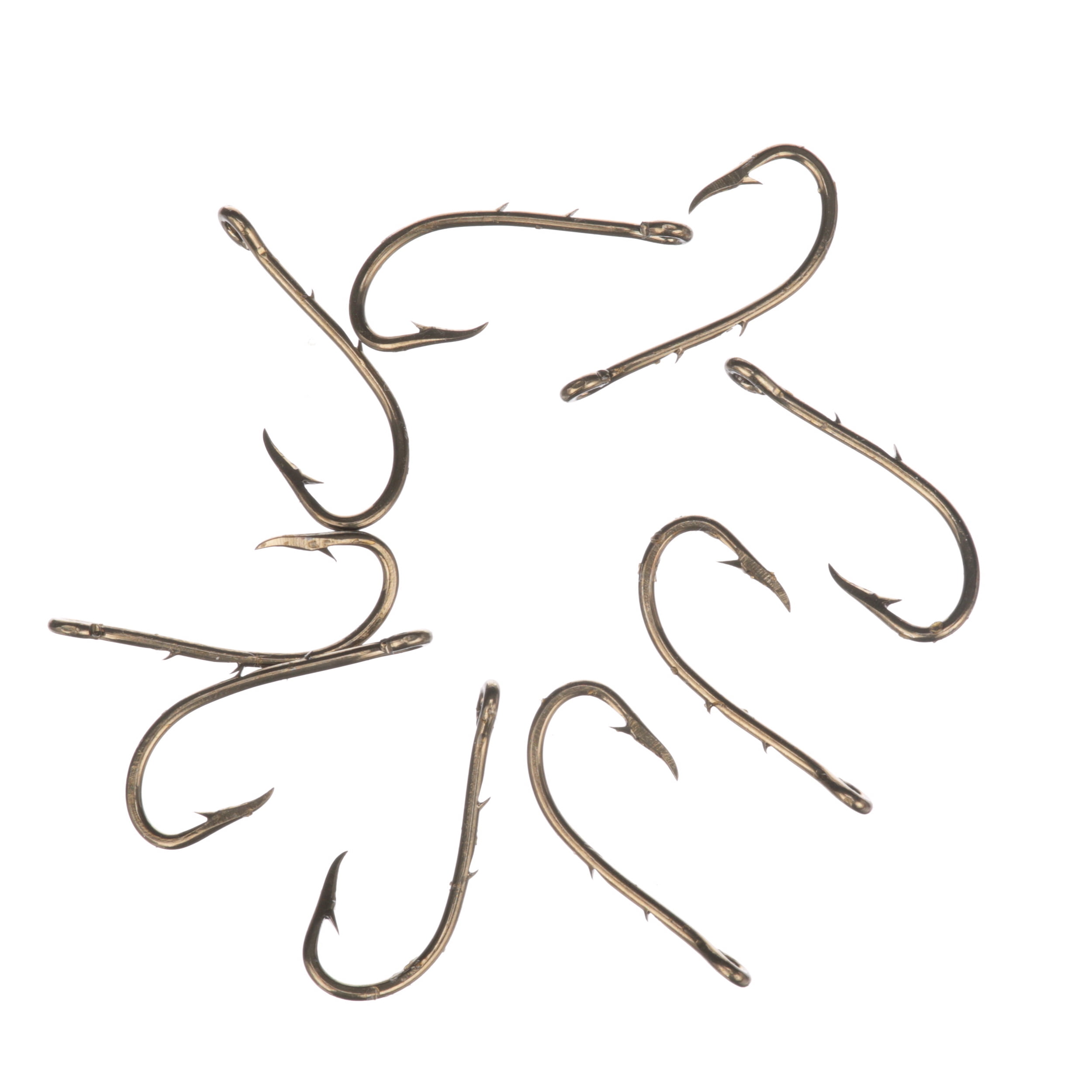 (6 pack) Eagle Claw 186AH-8 Baitholder 2-Slice Offset Hook, Bronze, Size 8