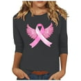 thumbnail image 2 of Alkepwun Breast Cancer Shirt for Women Angel Wings Pink Ribbon TShirt Cancer Fight Awareness Shirt Faith Casual 3/4 Sleeve Tops, 2 of 4
