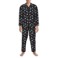 thumbnail image 3 of Fotbe purple cyan brown Skull Pijama de Hombre con Estampado de Manga Larga, Conjunto de 2 Piezas, Ropa de Dormir Suave y Cómoda con Bolsillos-Large, 3 of 7