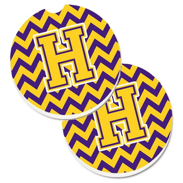 Lettre H Chevron Violet & Or Ensemble de 2 Porte-Gobelets sous-Verre de Voiture