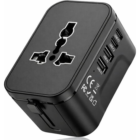 Travel Adapter for 200+ Countries, International Plug Adapter with 2 USB-C & 2 USB-A, -in- European Power Adapter for UK EU AUS Travel