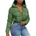 thumbnail image 1 of IROINID Manteau Matelassé pour Femme à Manches Longues, Couleur Unie, Col Rabattu à Revers, Manteau d'Extérieur Confortable pour Dames, Court à Col Montant, Doudoune Chaude Style Pain, 1 of 6