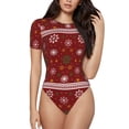 thumbnail image 1 of Fotbe Merry Christmas Body de Mujer con Cuello Redondo y Mangas Cortas, Sin Mangas Ajustado, Suave, Cómodo y Básico-Large, 1 of 7
