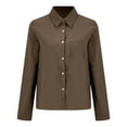 thumbnail image 5 of Duoif Womens Tops Long Sleeve Shirts for Women, Women's Solid Color Casual Button Pocket Long Sleeved Shirt Tops for Women Trendy Coffee S, 5 of 5