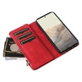 thumbnail image 5 of Dteck Google Pixel 6 (2021) 6.4" Wallet Phone Case with 9 Card Holder Zipper Coin Wallet Cash Slot Lanyard Flip Leather Flip Folio Protective Cover,Red, 5 of 6