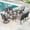 Black-60" Patio Table, variant on Summit Living 5-Piece Outdoor Patio Dining Set, Round Patio Table and Swivel Cushioned Chairs for 4, Black & Gray