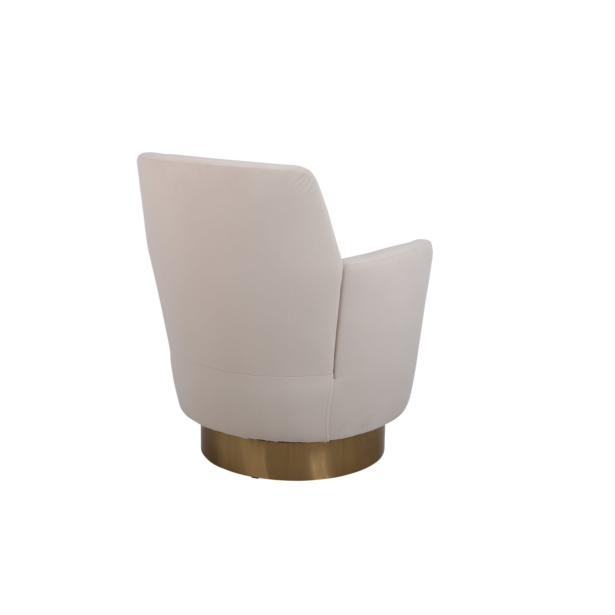 Leumius Velvet Swivel Barrel Chair, Swivel Accent Chairs Armchair, Round Barrel Chairs with Gold Stainless Steel Base for Living Room Reading Room Bedroom Beige