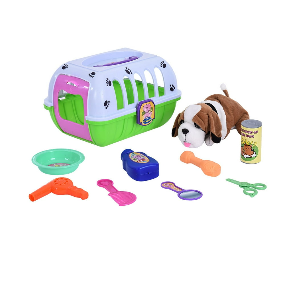 Pretend Play Dog Care Play Set With Plush Puppy Feeding And Styling
