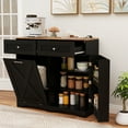 thumbnail image 2 of Gymax Tilt Out Trash Can Cabinet w/ Outlets 2 Drawers Adjustable Shelf Anti-Tipping Kit Black & Walnut, 2 of 10