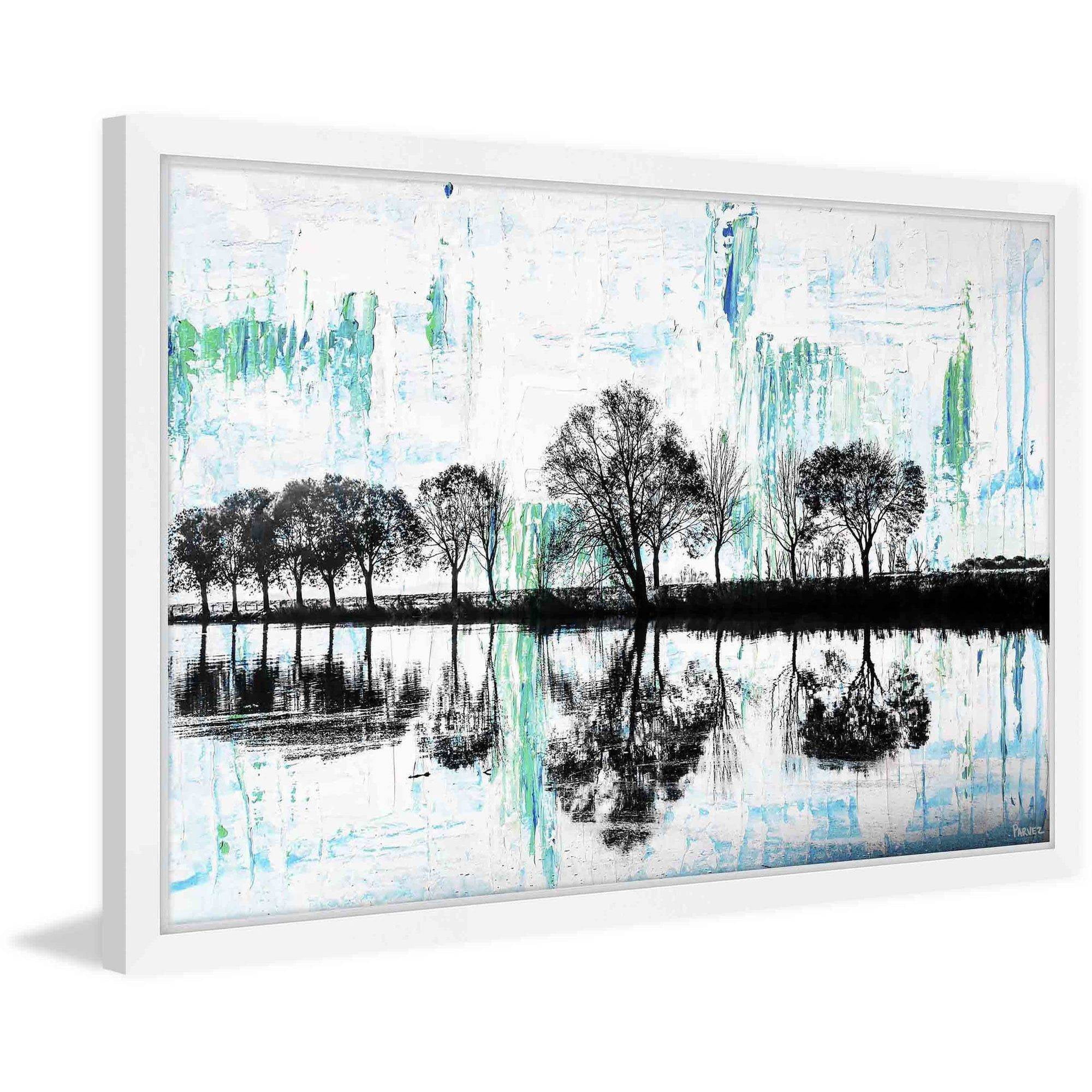 "Trees Reflect Green 2" Framed Painting Print
