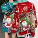 thumbnail image 2 of Otoño e Invierno Navidad rojo tridimensional dibujos animados suéter de punto decorativo mujer perezoso viento suelto jersey de cuello redondo, 2 of 5
