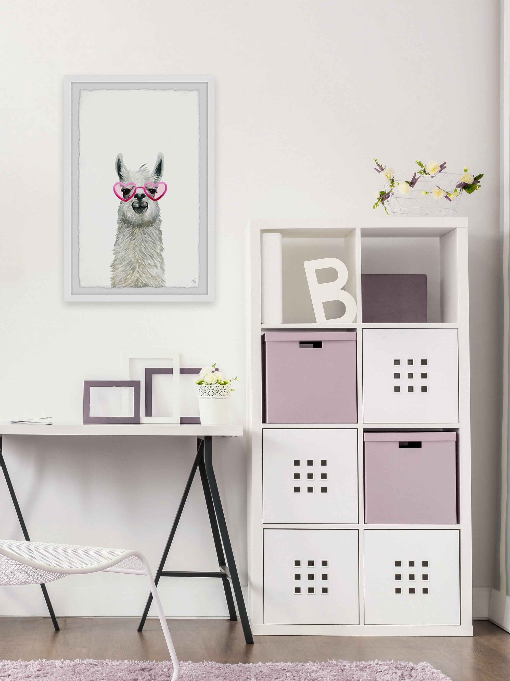 Marmont Hill Pink Trendy Llama Framed Wall Art