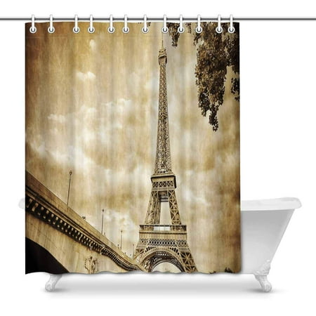 Pop Vintage View Of Eiffel Tower And River In Paris Bathroom