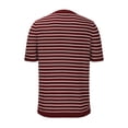 thumbnail image 4 of Camisa Elvqul Hombre Rojo con Estampado de Rayas Manga Corta Casual Cuello Redondo, 4 of 5