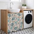 thumbnail image 2 of Teal Leaves Fall Cabinet Dishwasher Hidden Curtains, Privacy Closet Door Curtain, Thanksgiving Botanical Linen Texture Adhesive Dust Proof Under Sink Skirt for Bathroom Kitchen 35"x35", 2 of 8