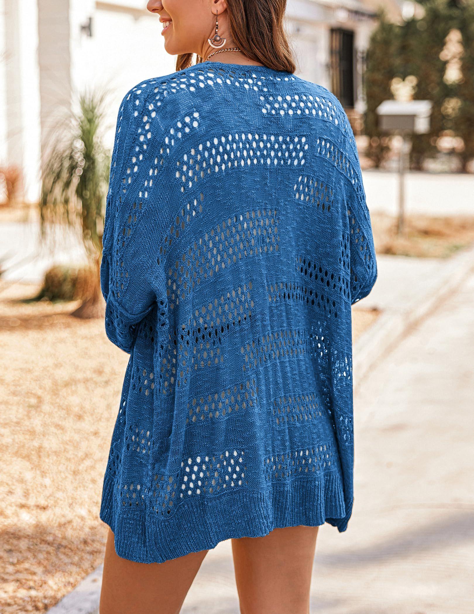 Zeagoo Crochet Cardigan Spring Lightweight Open Front Long Sleeve