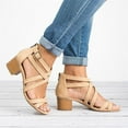 thumbnail image 4 of Juebong Sandals clearance Low Heeled Gladiator Sandals Women Girls Dresssy 2024 Strap Fisherman Sandal Open Toe Sandals Cute Criss Cross Strappy Flat Summer Shoes., 4 of 5