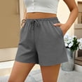 thumbnail image 5 of Plus Size Women's Solid Color Elastic Waist Strap Casual Cotton Blend Shorts for Plus Size with Pockets, Athletic Gym Fitness Running Summer, Womens Shorts Capri Pants | UKHCCC,Gray 4XL, 5 of 8