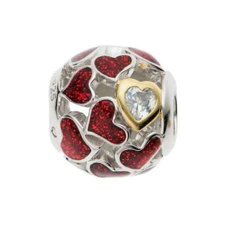 Enamel Love Letter Charm Rhodium On 925 Sterling Silver Lover Heart Infinity Love Enamel European Style Bead Charm ()