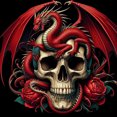 thumbnail image 1 of Dragon sur un Crâne - Peinture Diamant DIY, 1 of 6