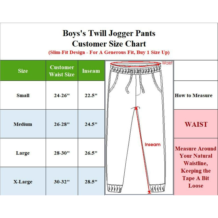 Boy s Slim Fitting Cotton Stretch Classic Twill Jogger Pants S XL
