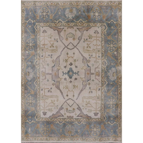 Ahgly Company Indoor Rectangle Mid-Century Modern Rosy Brown Pink Oriental Area Rugs, 7' x 9'