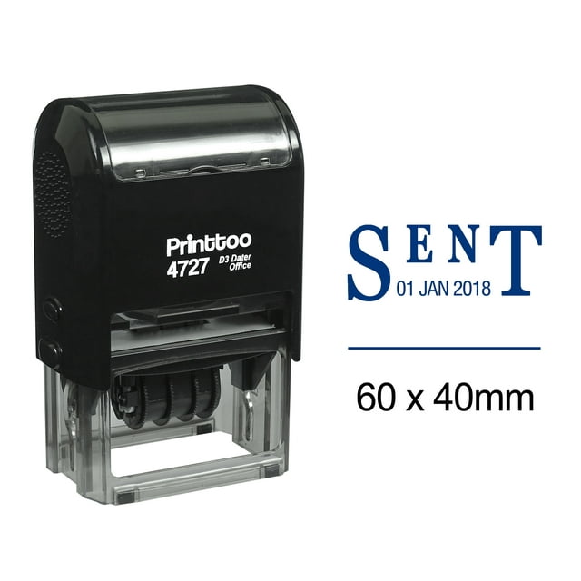 Printtoo Self Inking Dater Stamp With Sent Text Office Stationery Date Rubber Stamp-Blue