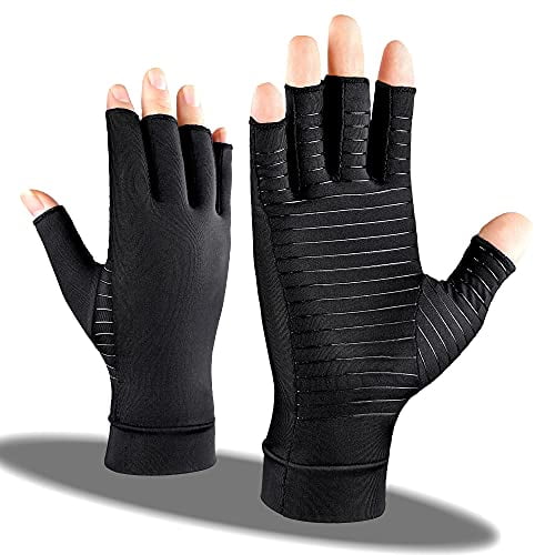 Arthritis Pain Relief Gloves for Women and Man,Copper Compression Gloves for Carpal Tunnel Pain Relief,Fingerless Arthritis Gloves for Rheumatoid,Tendonitis,Swelling (1 Pair,Medium)