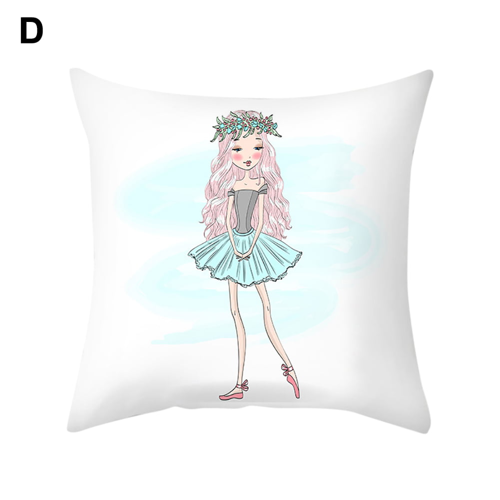 18'' Ballet Dancing Girl Linen Pillow  Cushion Cover Sofa Bed Decor Deluxe