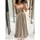 thumbnail image 1 of Vestido de fiesta para mujer, espalda descubierta, escote en V profundo, tirantes, Sexy, largo, liso, sin mangas, ajustado, elegante, con bolsillos, ropa de calle, gota LingWen 8390611489687, 1 of 1