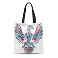 thumbnail image 1 of NUDECOR Canvas Tote Bag Color Eagle Arms Beautiful Bird Cartoon Drawing Eye Reusable Shoulder Grocery Shopping Bags Handbag, 1 of 1