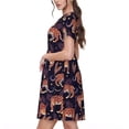 thumbnail image 2 of Goofa Leopard Print Pattern Women Summer Short Sleeve Midi Dress with Pockets Casual Aline Flowy Tshirt Dress Vocation Beach Sundress, 2 of 6