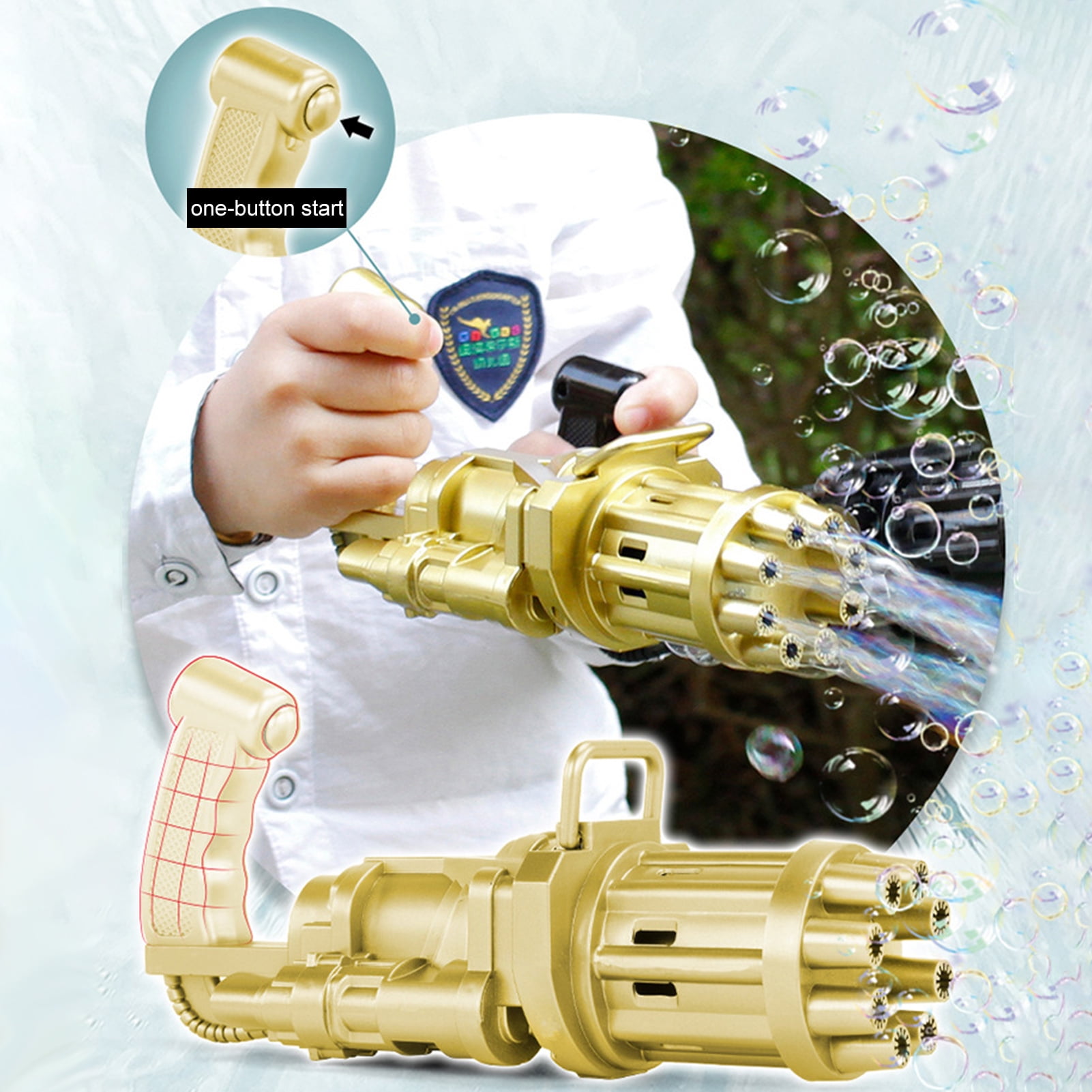 Automatic Gatling Bubble Gun Toys Summer Cooling Fun Soap Water Bubble Machine 