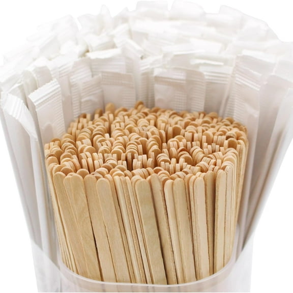 Coffee Stirrers Wooden 200pcs Wood Stir Sticks Individually Wrapped (0.2×5.5 in)