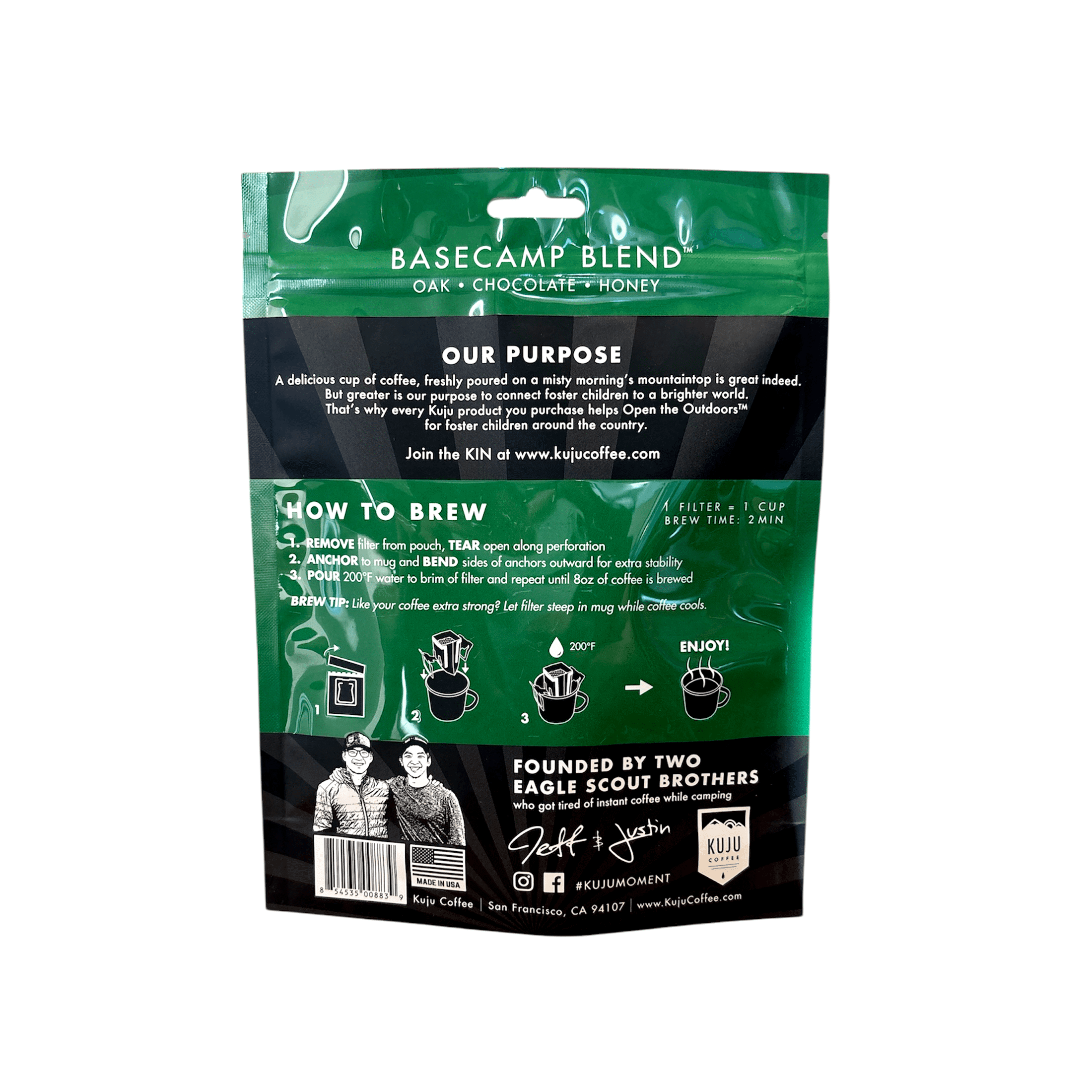 Kuju Coffee Pocket Pour Over Coffee Basecamp Medium Roast Single-Serve Packets (4 Pack)