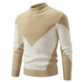 thumbnail image 1 of cfhntfmh Mens Sweaters Warm Long Sleeve Mock Neck Color Block Knit Sweaters Winter Fall Fashion Clothes 2024, 1 of 4