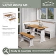 thumbnail image 4 of OS Home and Office Furniture Solid Pine Corner Dining Booth in White, 4 of 7