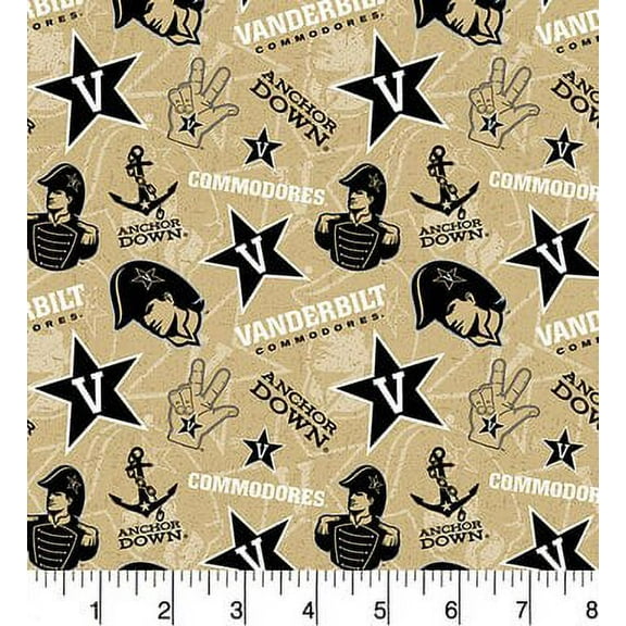 Vanderbilt University 100% Cotton Quilting Fabric 44" By The Yard