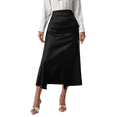 thumbnail image 3 of Falda de Satén de Seda con Cintura Alta y Cremallera para Mujer. Negro S, 3 of 7