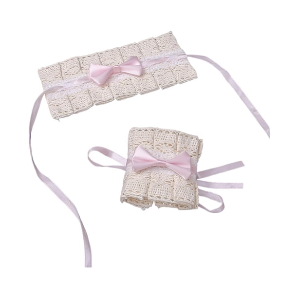 Maid Cosplay Accessories Ruffled Bowknot Bracelet Lolita Hand Muñequeras para accesorios, Halloween, disfraz, vestido , boda claro Hugo Muñequeras Lolita
