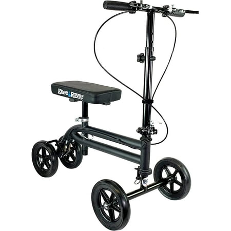 KneeRover Economy Knee Scooter Steerable Knee Walker Crutch Alternative with Dual Braking System in Matte Black