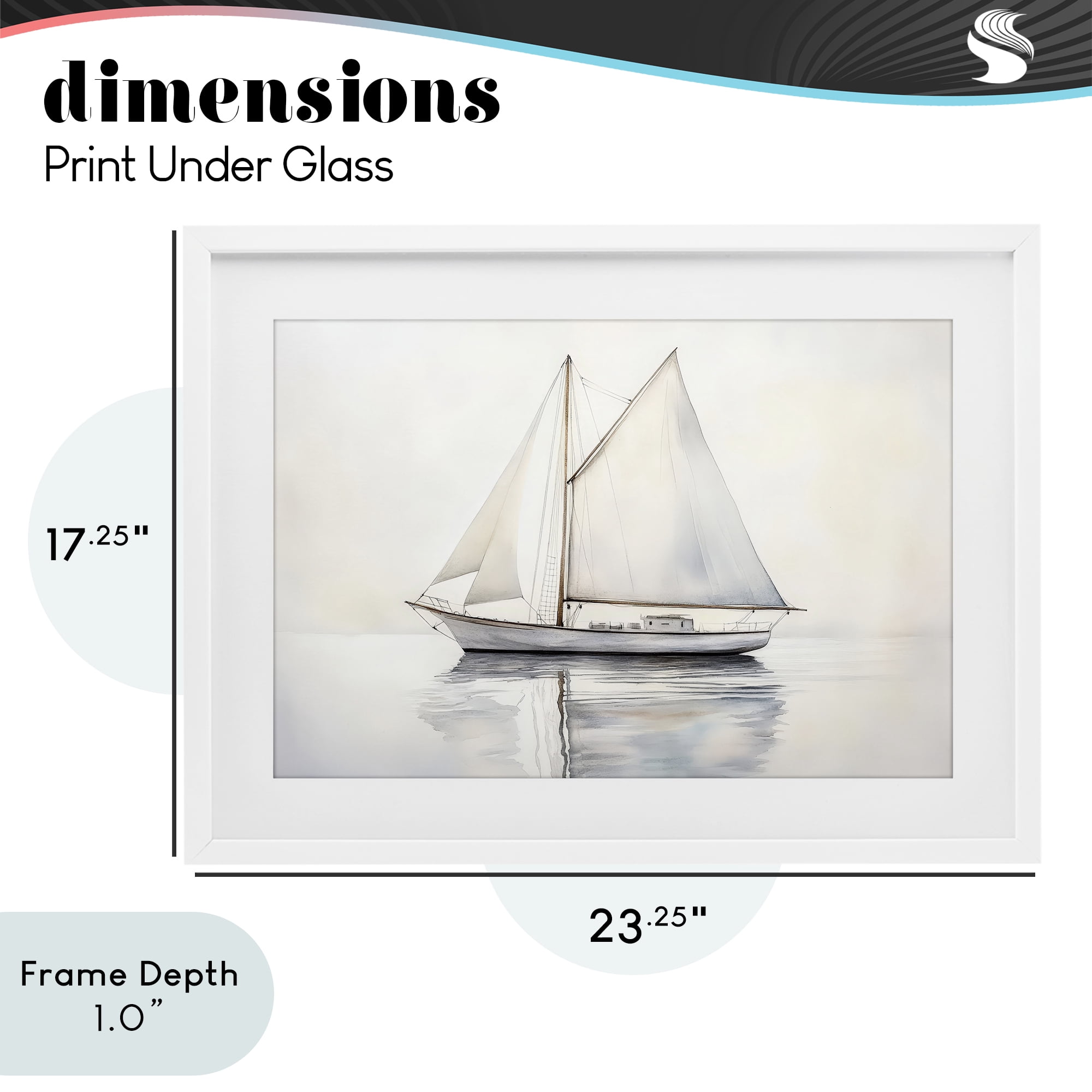 Stupell Industries Neutral Sailboat Reflection White Framed Print Under Glass, design by Petal Prints Design
