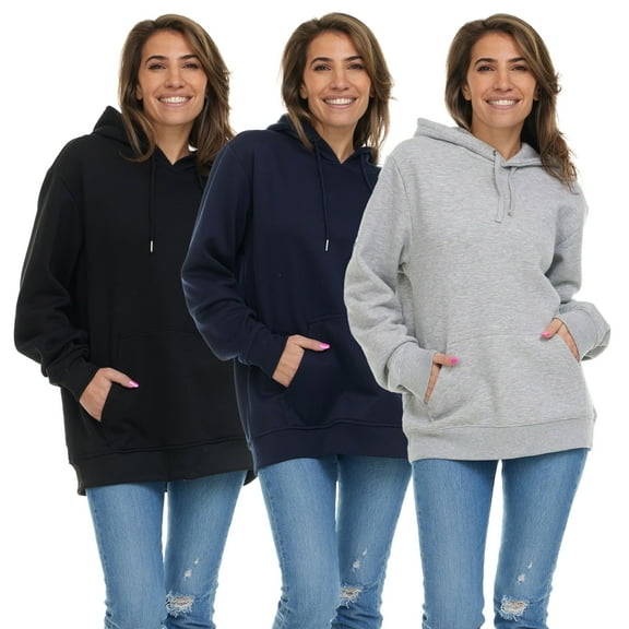 BILLIONHATS 3 Pack Women's Hoodie Oversized Sweatshirts, Cotton Blend, Bulk Womens Hoodies Bulk Sweatshirt Pack, Color ASST, Size 2X-Large