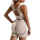 thumbnail image 3 of Gibobby Trajes de entrenamiento Ropa deportiva para mujer, conjunto activo de Yoga sin con tinte anudado, pantalones cortos de cintura alta para levantamiento de cadera, depor(Beige, L), 3 of 5