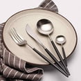 thumbnail image 4 of 4 Pcs Plated Portugal Spoon set flatware set Fork Teaspoon Sets 304 Stainless Steel Western-style Food Tableware Flatware, 4 of 8