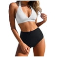 thumbnail image 1 of Yammkia Women Two Piece Bikini Set Halter Triangle Swimsuit Cheeky String Bathing Suits Bikini Sets(White,XL), 1 of 6
