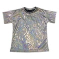 thumbnail image 6 of mgoYE Kids Boys Girls Metallic Shiny T-Shirt Dance Tops Short Sleeves Loose T-Shirt for Performance(Black,9-10 Years), 6 of 7