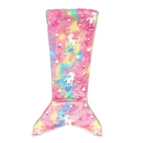 Pebbuoy Mermaid Tail Blanket Wear Resistant Friendly to Skin Breathable Luminous Design Plush Flannel Fleece Blanket Toddler Mermaid Toy