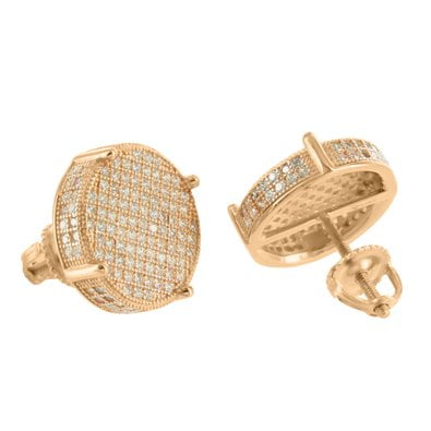 Master Of Bling Round Design Mens Earrings Rose Gold Finish Lab Round Design Mens Earrings Rose Gold Finish Lab Created Cubic Zirconia Pave Sterling Silver 925